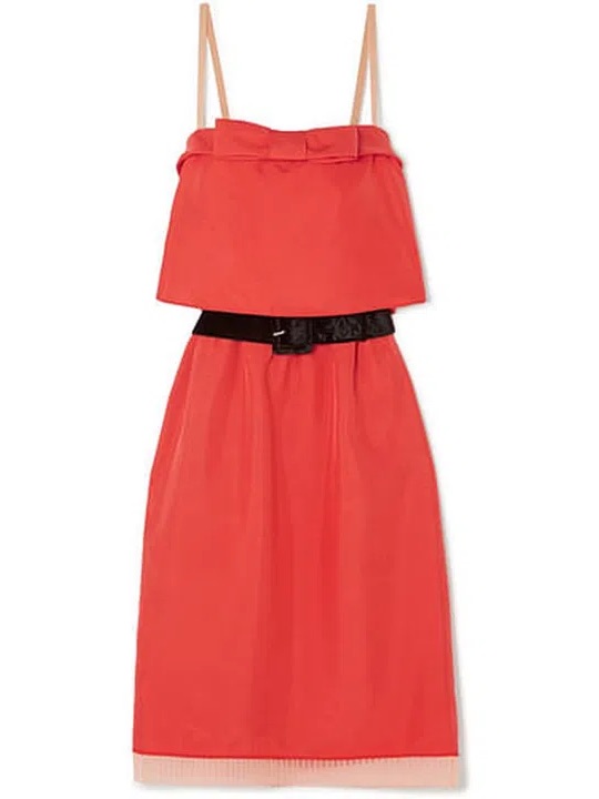 Marc Jacobs Red Midi Dress Belted Cocktail Party Silk Ruffle Us 10 Nwt Y2k